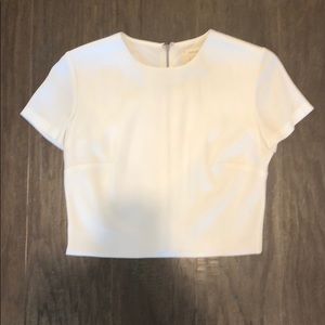 White crop zippered back shirt